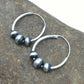 Navajo Sterling Silver Hoop Earrings | Authentic Native American Pearls | Handmade | 3108