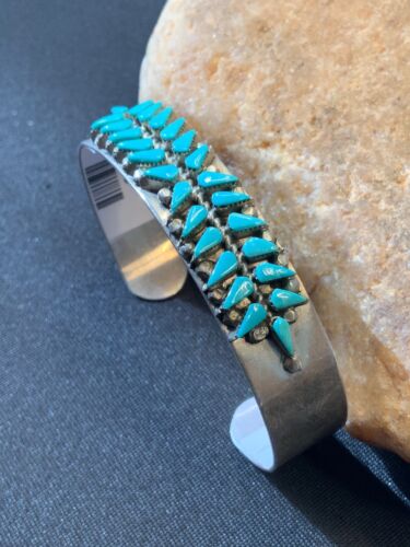 Native American Turquoise Navajo Bracelet | Sterling Silver Old Pawn | 4433 - Masha USA