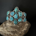 Men's Sterling Silver Cuff Bracelet | Blue Kingman Turquoise Cluster | Authentic Native American Handmade | 14596