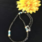 Navajo Black Onyx Turquoise Necklace | Sterling Silver | 18" | Authentic Native American Handmade | 10001