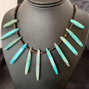 Navajo Blue Jasper Choker Necklace | Sterling Silver Shell Beads | 20" | Authentic Native American Handmade | 11460