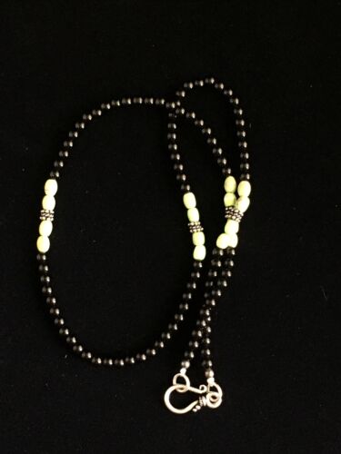 Native American Design Black Onyx Men's Necklace | Sterling Silver | 18" | 10014