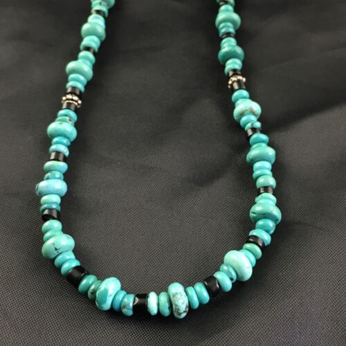 Navajo Blue Turquoise Spiny Oyster Necklace | Sterling Silver | 19" | Authentic Native American Handmade | 10129