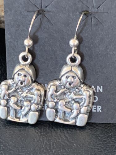 Navajo Storyteller Dangle Earrings | Sterling Silver | 1.5" | Authentic Native American Handmade | 12986