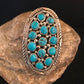 Navajo Kingman Turquoise Cluster Ring | Authentic Native American Sterling Silver | Multi-Stone | Sz 7.5 | 8392