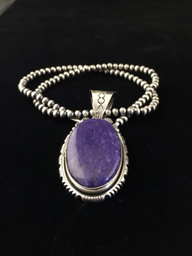 Navajo Purple Charoite Pendant Necklace | Sterling Silver | Authentic Native American Handmade | 10085