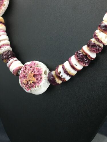 Navajo Purple Spiny Oyster Necklace | Sterling Silver | Authentic Native American Handmade | 20" | 2613
