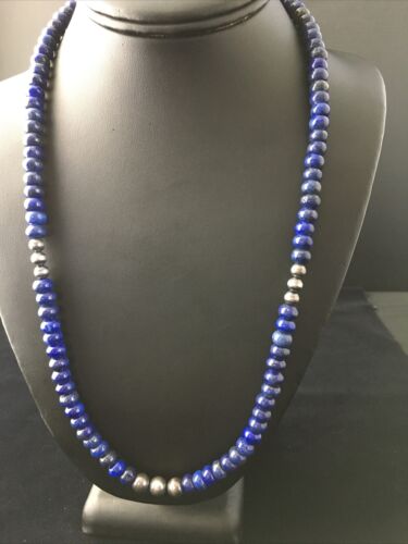 Native American Lapis Lazuli Strand Necklace | Sterling Silver | Men's 22" | 1739