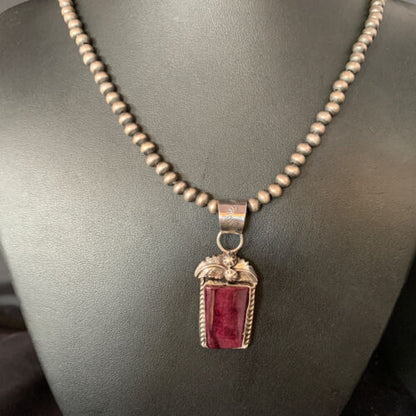 Navajo Purple Spiny Necklace Pendant | Sterling Silver | Authentic Native American Handmade | Women's | 13630
