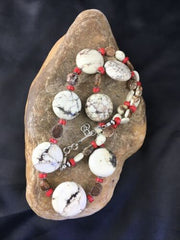 Native American Wild Horse Coral Necklace | Sterling Silver | 21" | 10278