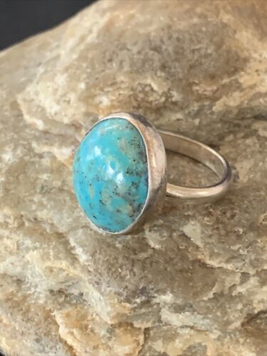 Navajo Blue Kingman Turquoise Ring | Sterling Silver | Sz 5 | Authentic Native American Handmade | 10215