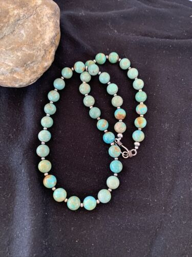 Native American Navajo Pearls Royston Turquoise Necklace | Sterling Silver | 20" | 1379