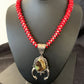 Navajo Green Gaspeite Naja Pendant with Red Coral | Sterling Silver | 23" Necklace | Authentic Native American Handmade | 11165