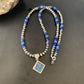 Men's Turquoise, Lapis & Opal Inlay Pendant | Navajo Sterling Silver Necklace 21" | 12605