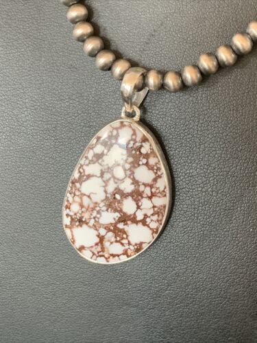 Men's Navajo Wild Horse Turquoise Pendant Necklace | Sterling Silver | Authentic Native American Handmade | 12816