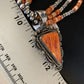 Navajo Red Spiny Oyster Pendant | Sterling Silver | Native American Pearls Necklace | Multi-Strand | 1658