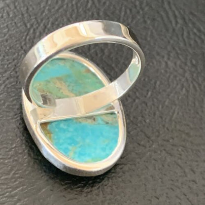 Navajo Blue Kingman Turquoise Ring | Sterling Silver | Sz 8 | Authentic Native American Handmade | 12795