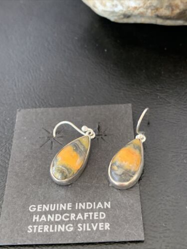 Native American Navajo Bumblebee Jasper Earrings Set | Sterling Silver | Handmade | 1560