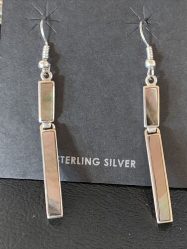 Navajo Pava Shell Inlay Earrings | Sterling Silver | Authentic Native American Handmade | 13074