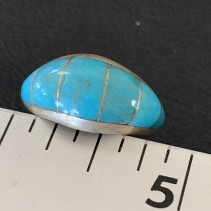 Native American Handmade Navajo Blue Turquoise Inlay Band Ring | Sz 6 | 12392