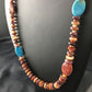 Navajo Turquoise | Purple Red Spiny Oyster Bead Necklace | Sterling Silver | 22" | 10143