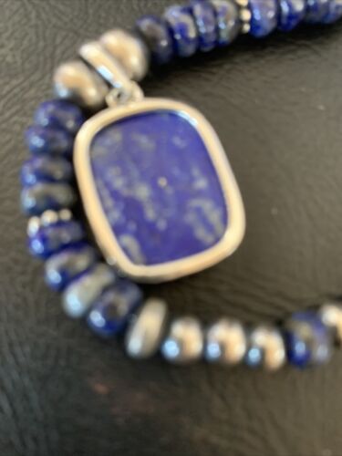 Native American Navajo Blue Lapis Pendant Necklace | Sterling Silver | Authentic Handmade | 12250 - Masha USA