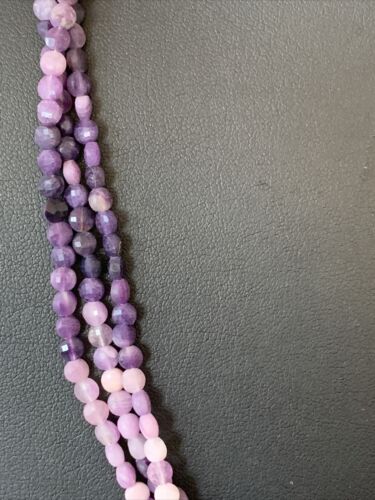 Navajo Sugilite Beads Liquid Heishi Necklace | 3 Strands Sterling Silver Tubes | Authentic Native American Handmade | 850