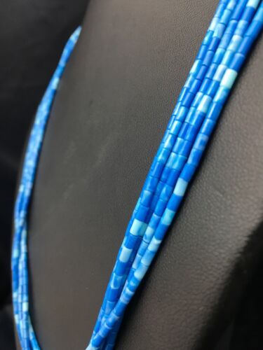 Navajo Lapis 5-Strand Sterling Silver Necklace | Heishi Bead | 19" | 3419