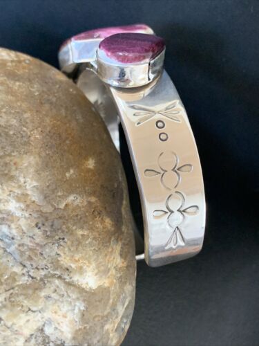 Navajo Purple Spiny Oyster Row Cuff Bracelet | Sterling Silver | Authentic Native American Handmade | 1406