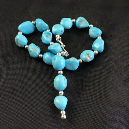 Native American Sterling Silver Bracelet | Sleeping Beauty Turquoise Inlay | 6.75" | 10146