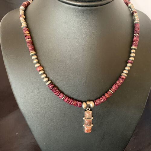 Navajo Wild Horse Pendant | Sterling Silver Purple Spiny Oyster Necklace | Multi-Stone | 12358