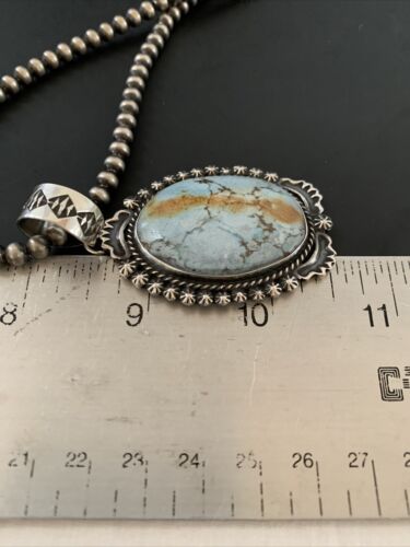 Navajo Golden Hills Turquoise Pendant Necklace | Sterling Silver | Authentic Native American Handmade | 11313
