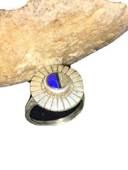Navajo Lapis & Opal Ring | Authentic Native American Sterling Silver | Multi-Stone | Sz 5.5 | 01801