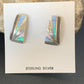 Navajo Blue White Opal Inlay Earrings | Sterling Silver | Authentic Native American Handmade | 12117