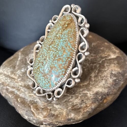 Native American Sterling Silver Blue Turquoise #8 Ring | Sz 9 | 14549