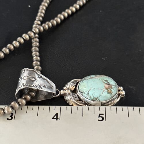 Navajo Blue Golden Hills Pendant Necklace | Sterling Silver | Authentic Native American Handmade | 14651