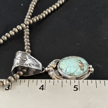Navajo Blue Golden Hills Pendant Necklace | Sterling Silver | Authentic Native American Handmade | 14651