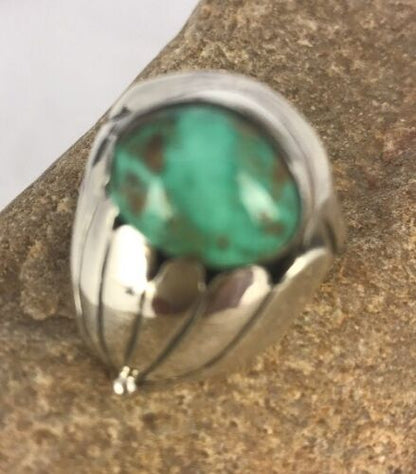 Native American Green Turquoise Ring | Sterling Silver | Sz 11 | 3439