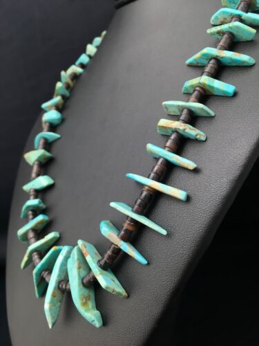 Navajo Green Turquoise & Bone Bead Necklace | Sterling Silver | 20" | Authentic Native American Handmade | 4360