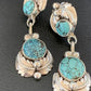 Handmade Navajo Spiderweb Turquoise Dangle Earrings | Sterling Silver Post | Authentic Native American | 1482