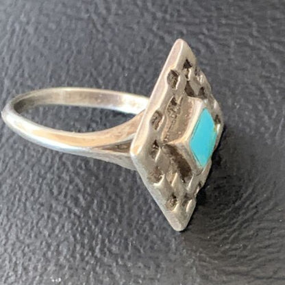 Navajo Blue Spiderweb Turquoise Inlay Ring | Sz 6.5 | Sterling Silver | Authentic Native American Handmade | 13172