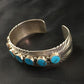Navajo Blue Kingman Turquoise Cuff Bracelet | Sterling Silver | Authentic Native American Handmade | 1962