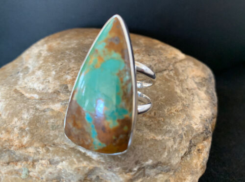 Native American Womens Navajo Sterling Silver Arizona Turquoise Ring 9 725