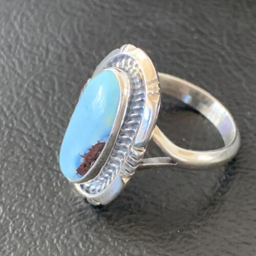 Navajo Blue Dry Creek Turquoise Ring | Sterling Silver | Sz 7.5 | Authentic Native American Handmade | 11642