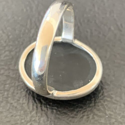 Navajo Black Onyx Ring | Sterling Silver | Sz 8.5 | Authentic Native American Handmade | 11587