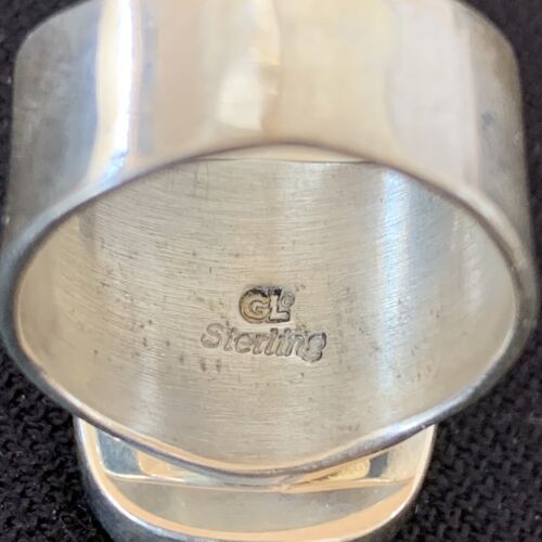 Navajo Men's White Black Cinnabrite Ring | Sterling Silver | Sz 6.5 | Authentic Native American Handmade | 1551