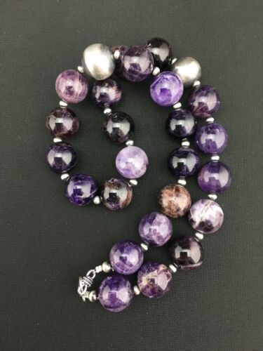 Navajo Purple Amethyst Necklace | Sterling Silver | Native American Handmade | 19" | 1281