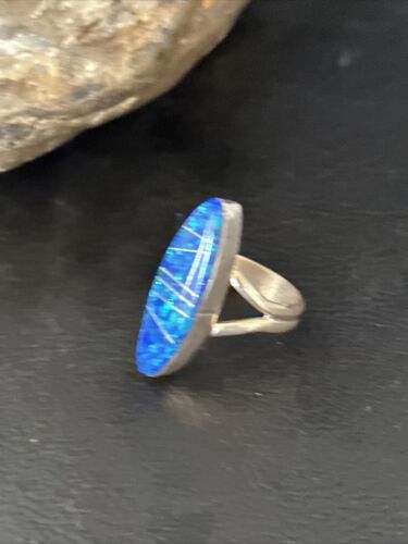 Navajo Blue Opal Inlay Band Ring | Sz 6 | Authentic Native American Handmade | 14702