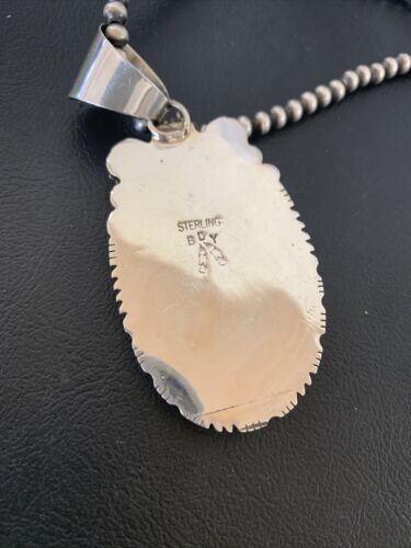 Men's Navajo Pearls Necklace with Sterling Silver Coffee Tigers Eye Pendant | Authentic Native American Handmade | 01771