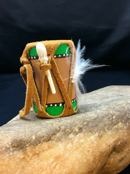 Handmade Leather Drum Car Charm | 2" Mirror Dangler | Miniature Model | 8932